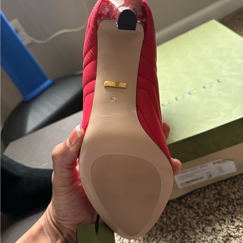 Gucci Red Quilted Heeled Boots - Picture 2 of 3
